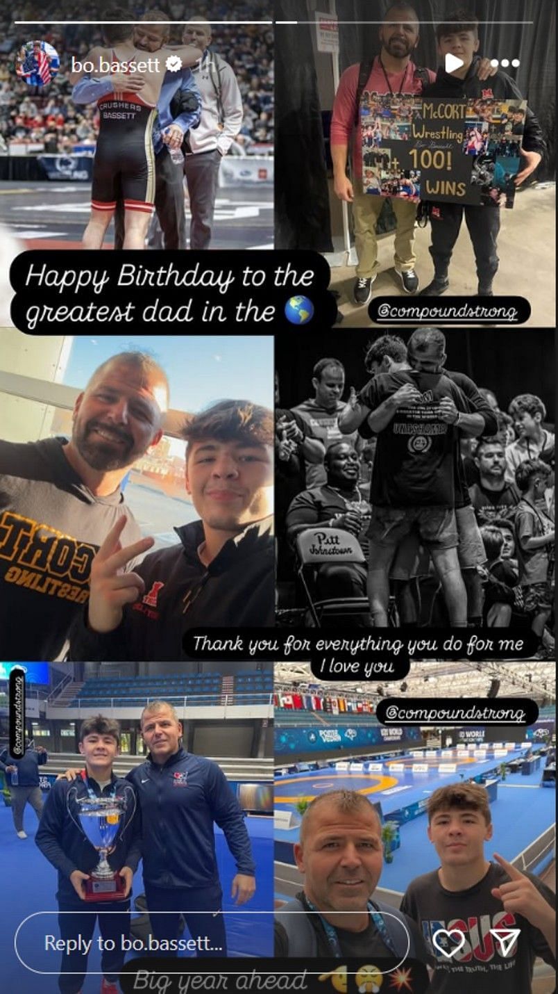 Screenshot of Bo Bassett's Instagram story (@bo.bassett/ig)